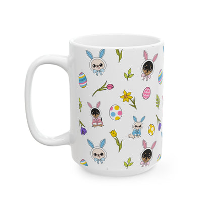 Cedric & Maya Easter Pattern Ceramic Mug – Gentle Spring Sips