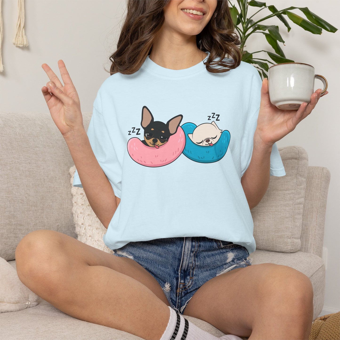 Nap Time Chihuahuas Unisex Garment-Dyed T-Shirt – Cozy Sibling Naps