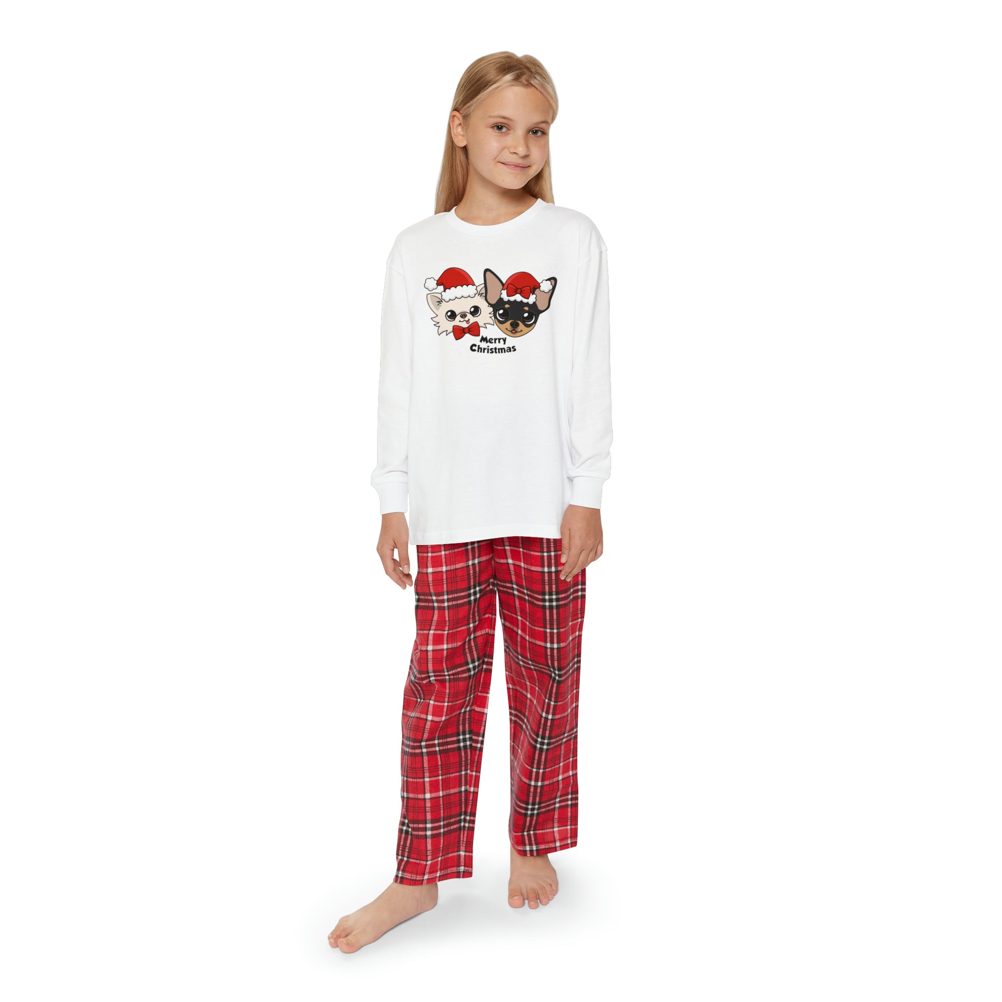 Cedric and Maya Merry Christmas Youth Long Sleeve Holiday Outfit Set - Tiny Chihuahua Shop