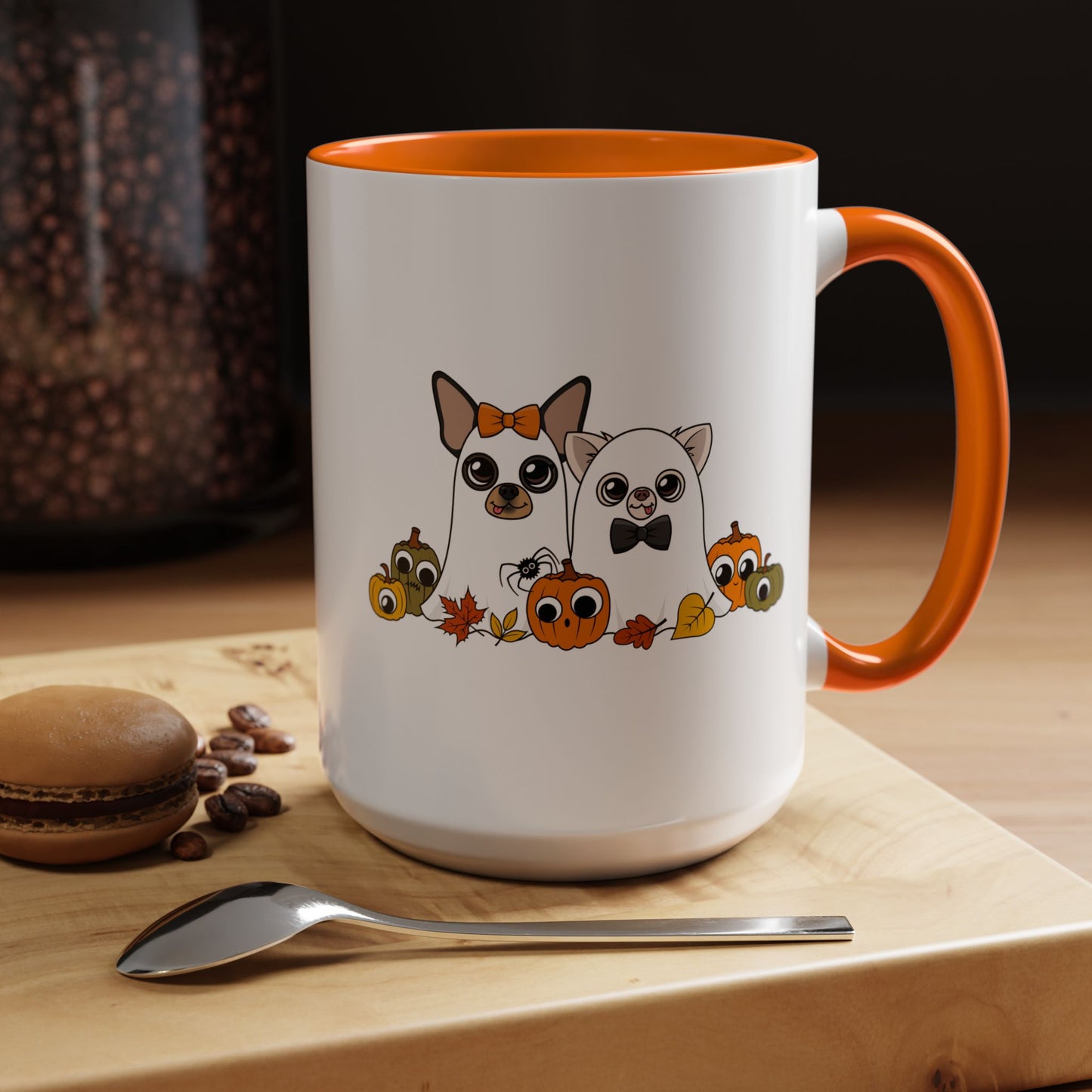 Ghost Chis Halloween Ceramic Mug – Orange or Black, 11oz or 15oz