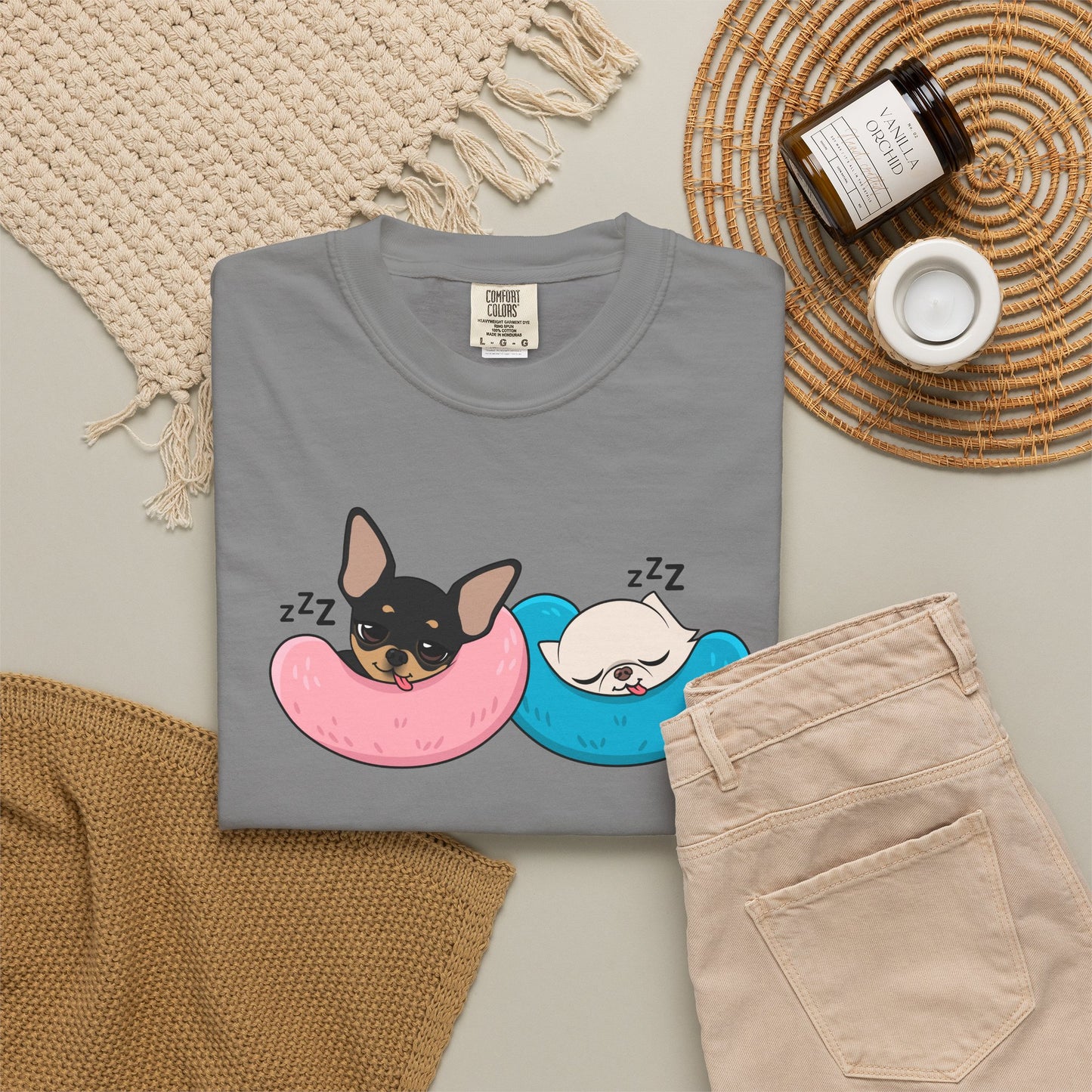 Nap Time Chihuahuas Unisex Garment-Dyed T-Shirt – Cozy Sibling Naps