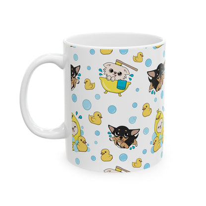 Chihuahua Bath Time Pattern Ceramic Mug – Calm Little Splash