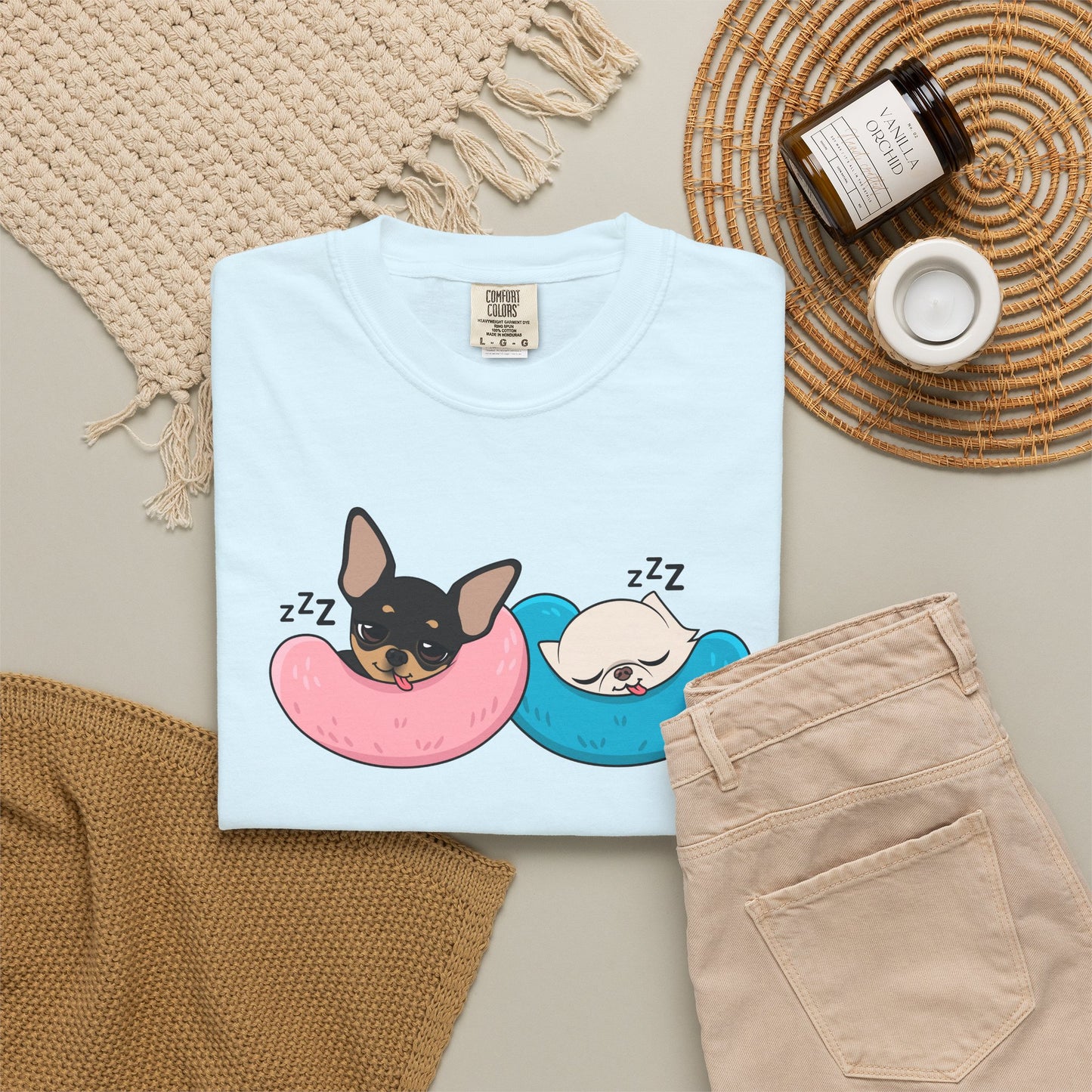 Nap Time Chihuahuas Unisex Garment-Dyed T-Shirt – Cozy Sibling Naps