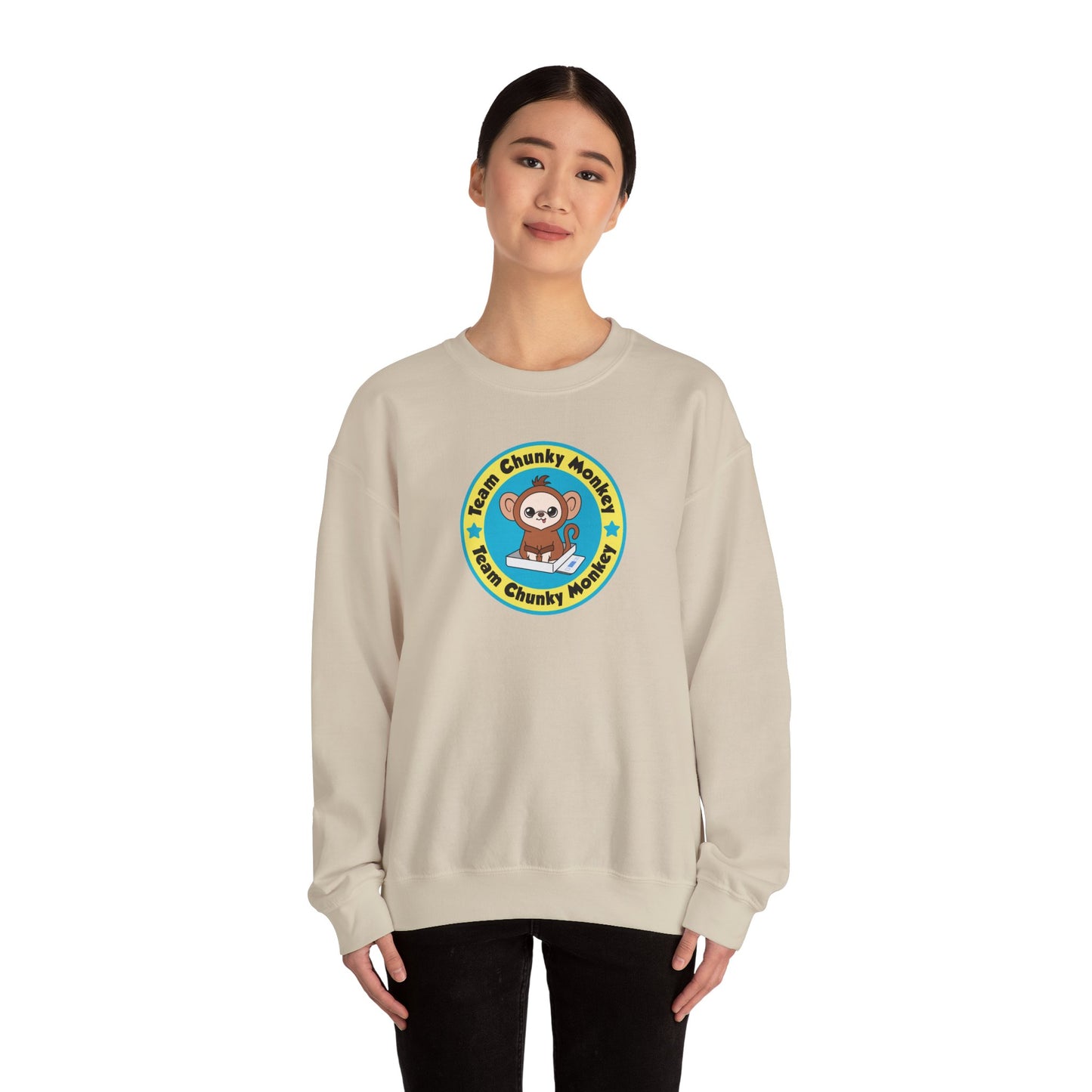 Team Chunky Monkey Badge Crewneck Sweatshirt – Proud, Playful Spirit