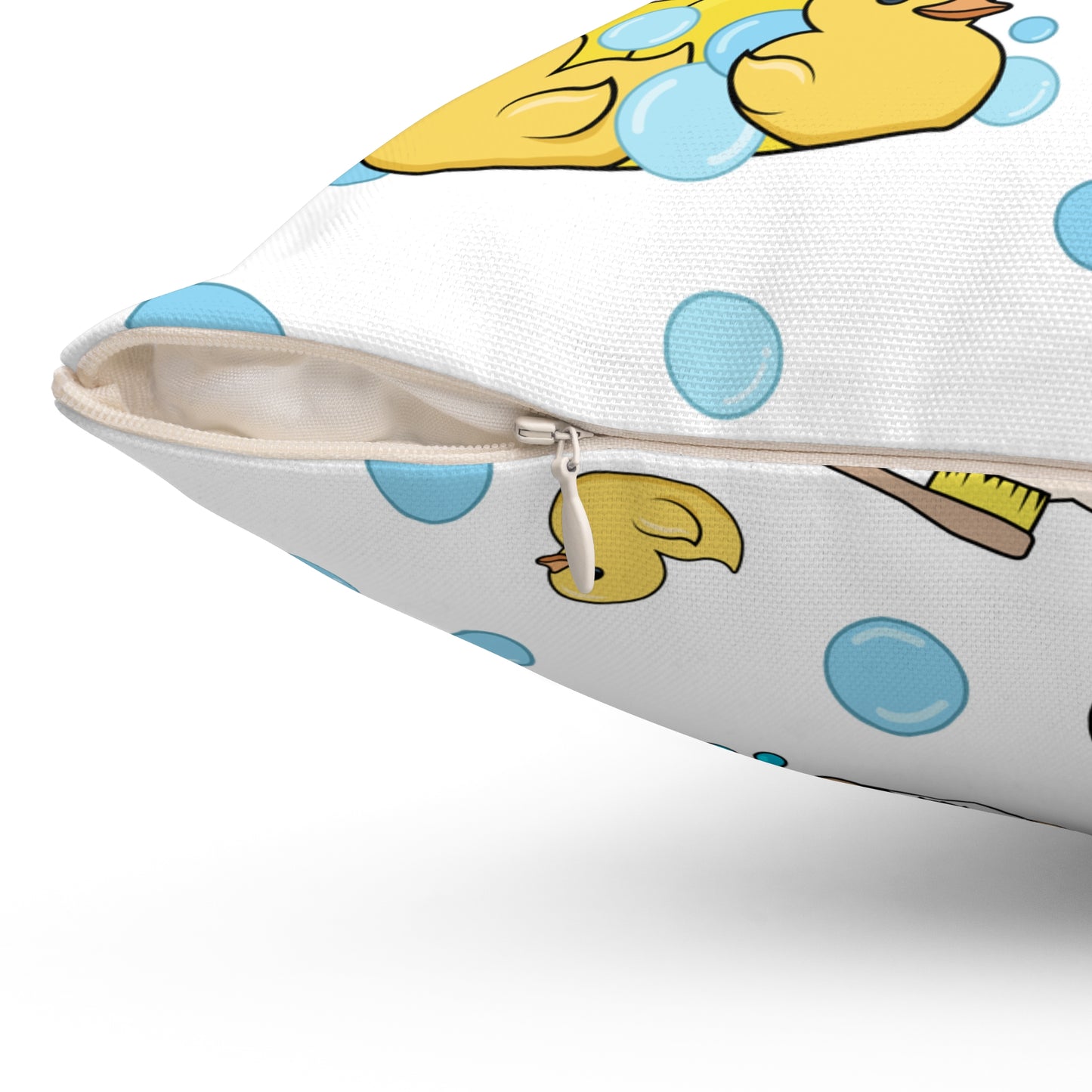 Chihuahua Bath Time Pattern Spun Polyester Pillow – Calm Bubbles & Ducks