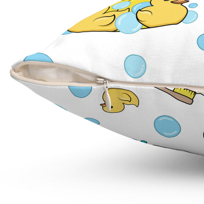 Chihuahua Bath Time Pattern Spun Polyester Pillow – Calm Bubbles & Ducks