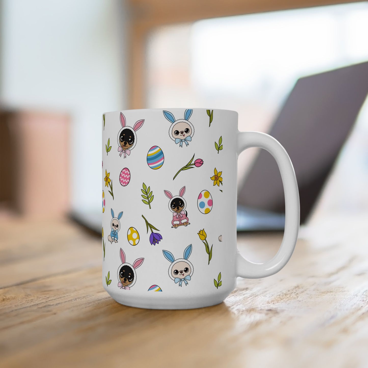 Cedric & Maya Easter Pattern Ceramic Mug – Gentle Spring Sips