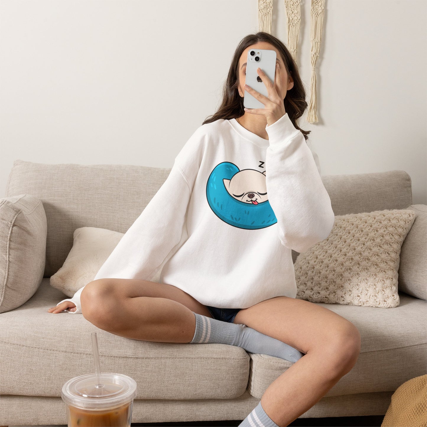 Sleepy Nap Time Cedric Unisex Crewneck Sweatshirt – Blue Calm