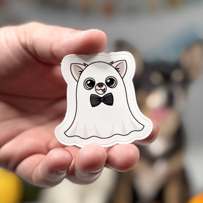 Ghost Cedric Chihuahua Halloween Sticker