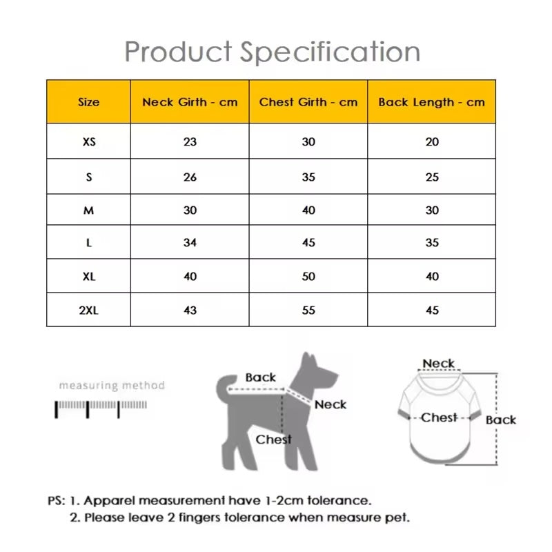 Guide de mesure du costume d'abeille Chihuahua