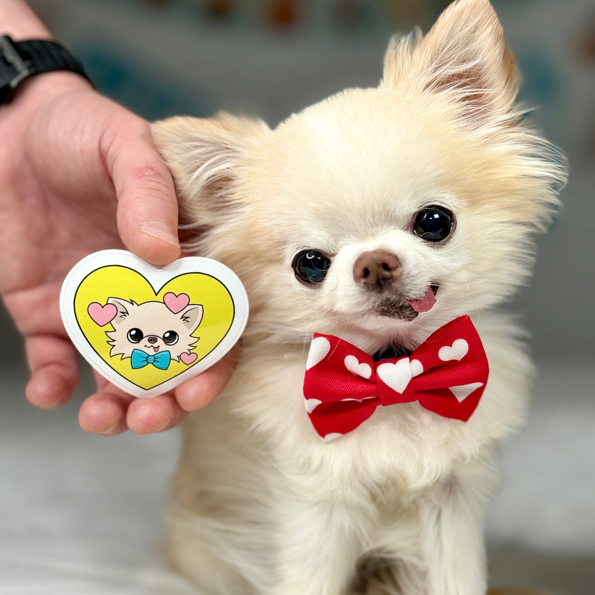 Cedric's Cheerful Heart Sticker - Tiny Chihuahua Shop