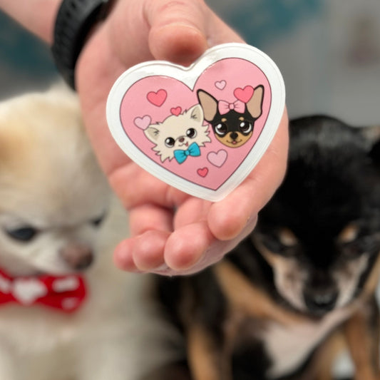Cedric & Maya's Sibling Heart Sticker - Tiny Chihuahua Shop