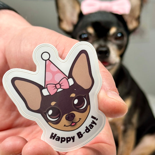 Maya's Happy Birthday Sticker - Tiny Chihuahua Shop
