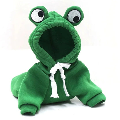 Chihuahua Frog Costume – Funny Small Dog Outfit with Googly-Eyes Hood (XS–XXL)