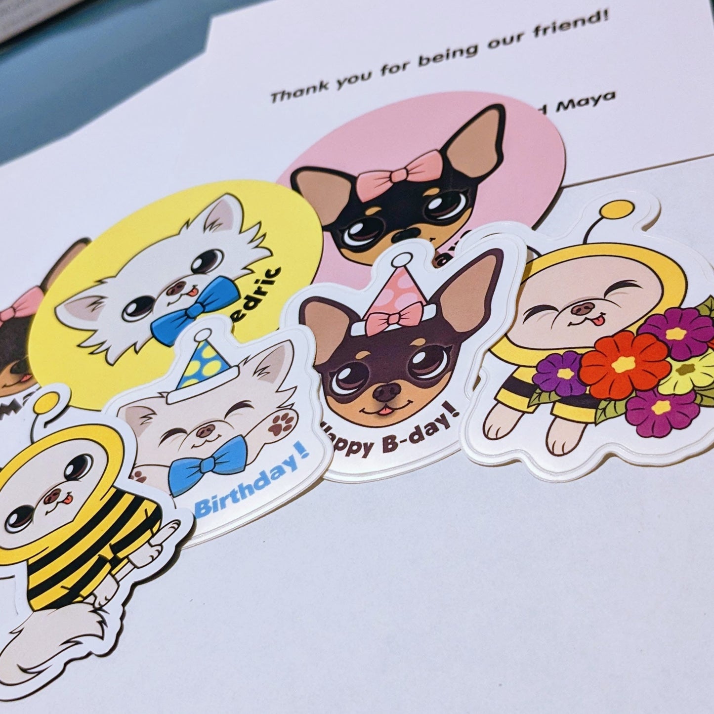 All magnets and stickers from the Tiny Chihuahua Celebration Bundle January 2024.