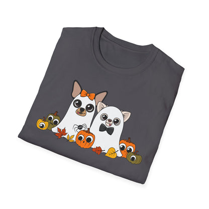 Folded charcoal T-shirt showing the Boo Crew Chihuahua design.
