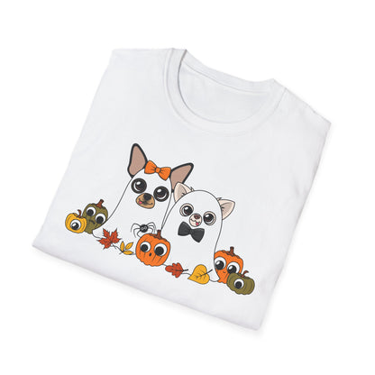 Folded white T-shirt showing the Boo Crew Chihuahua design.