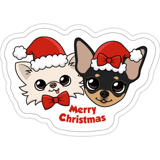 Cedric and Maya's Merry Christmas Sticker - Tiny Chihuahua Shop