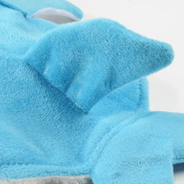 Close-up of the attached blue dorsal fin on the shark costume