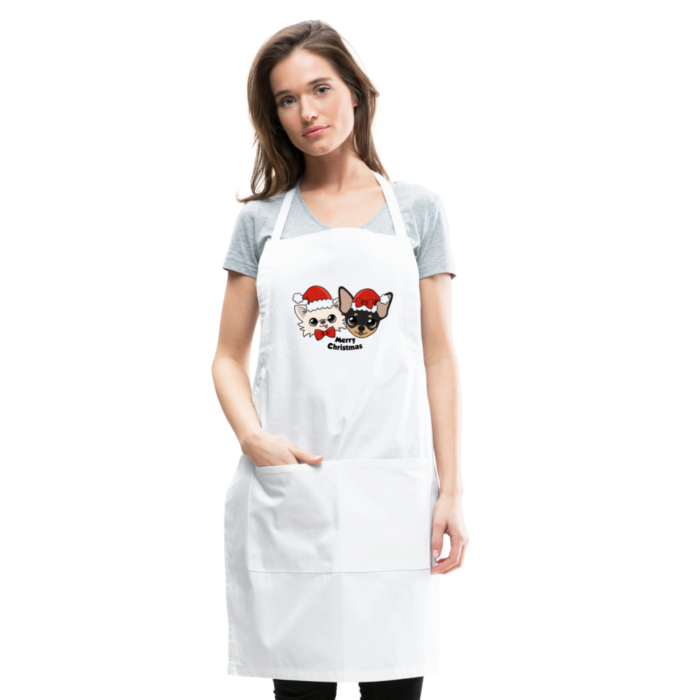 Cedric and Maya's Merry Christmas Adjustable Apron - white