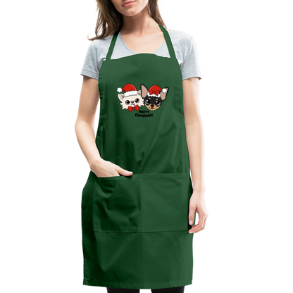 Cedric and Maya's Merry Christmas Adjustable Apron - forest green