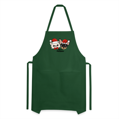 Cedric and Maya's Merry Christmas Adjustable Apron - forest green