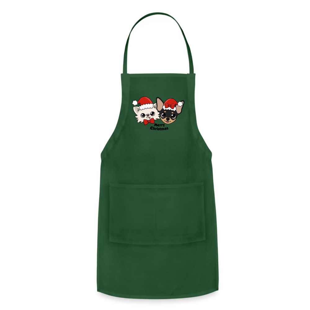 Cedric and Maya's Merry Christmas Adjustable Apron - forest green
