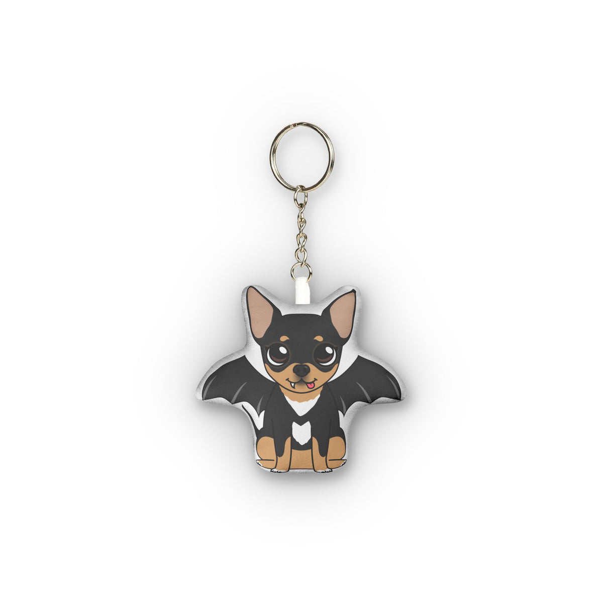 Reverse side of Vampire Maya mini plush keychain showing her bat-wing costume.